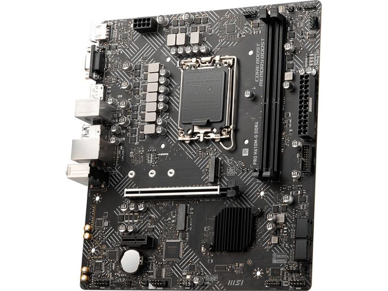 Материнская плата MB MSI INTEL H610 s1700, 2xDDR4(64GB), D-SUB/HDMI 2.1/DP, 1xPCIe 4.0x16, 1xPCIe 3.0, 1xLAN, 4xSATA 6Gb/s, 1xM.2, 1xM.2 E key, 2xUSB 3.2, 4xUSB 2.0, 1xPS/2, mATX