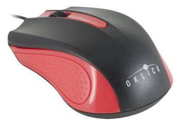 Мышь Оклик 225M черный/красный оптическая 1200dpi USB для ноутбука 3but (288237)
