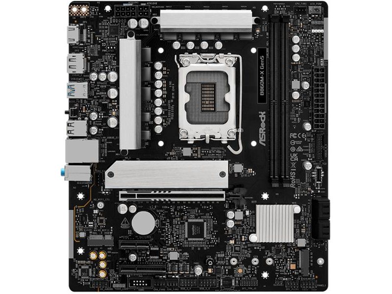Материнская плата ASROCK B860M-X Gen5, LGA1851, B860, 2*DDR5, 4*SATA, 2*M.2, 3*USB 3.2, 2*USB 2.0, Type-C, 2*PCIx16, 1*M.2 (Key E), HDMI+DP, mATX