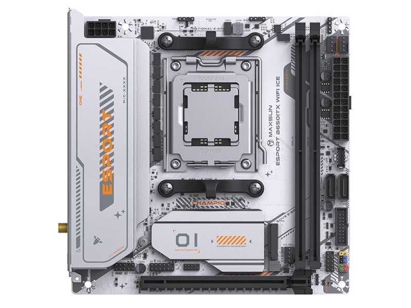 MAXSUN MS-eSport B650ITX WIFI ICE (Socket AM5, mini-ITX, 2*DDR5(96Gb), DP/HDMI, 2*SATA3, 2*M.2, 1*PCIEx16, 4*USB2.0, 2*USB 3.0, LAN 1*2,5G, Bluetooth5.2, Wi-Fi 802.11ax, RTL)