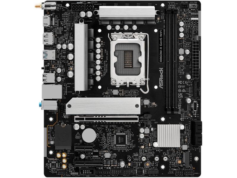 Материнская плата ASROCK B860M-X Gen5 WiFi, LGA1851, B860, 2*DDR5, 4*SATA, 2*M.2, 3*USB 3.2, 2*USB 2.0, Type-C, 2*PCIx16, 1*M.2 (Key E), HDMI+DP, mATX