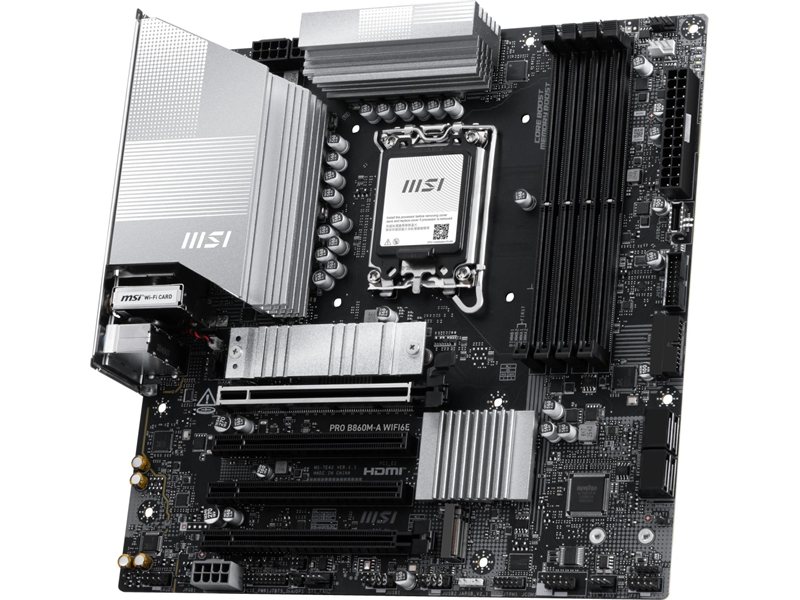 Материнская плата MSI PRO B860M-A WIFI6E Soc-1851 Intel B860 mATX AC`97 8ch(7.1) 5Gigabit RAID+HDMI+DP