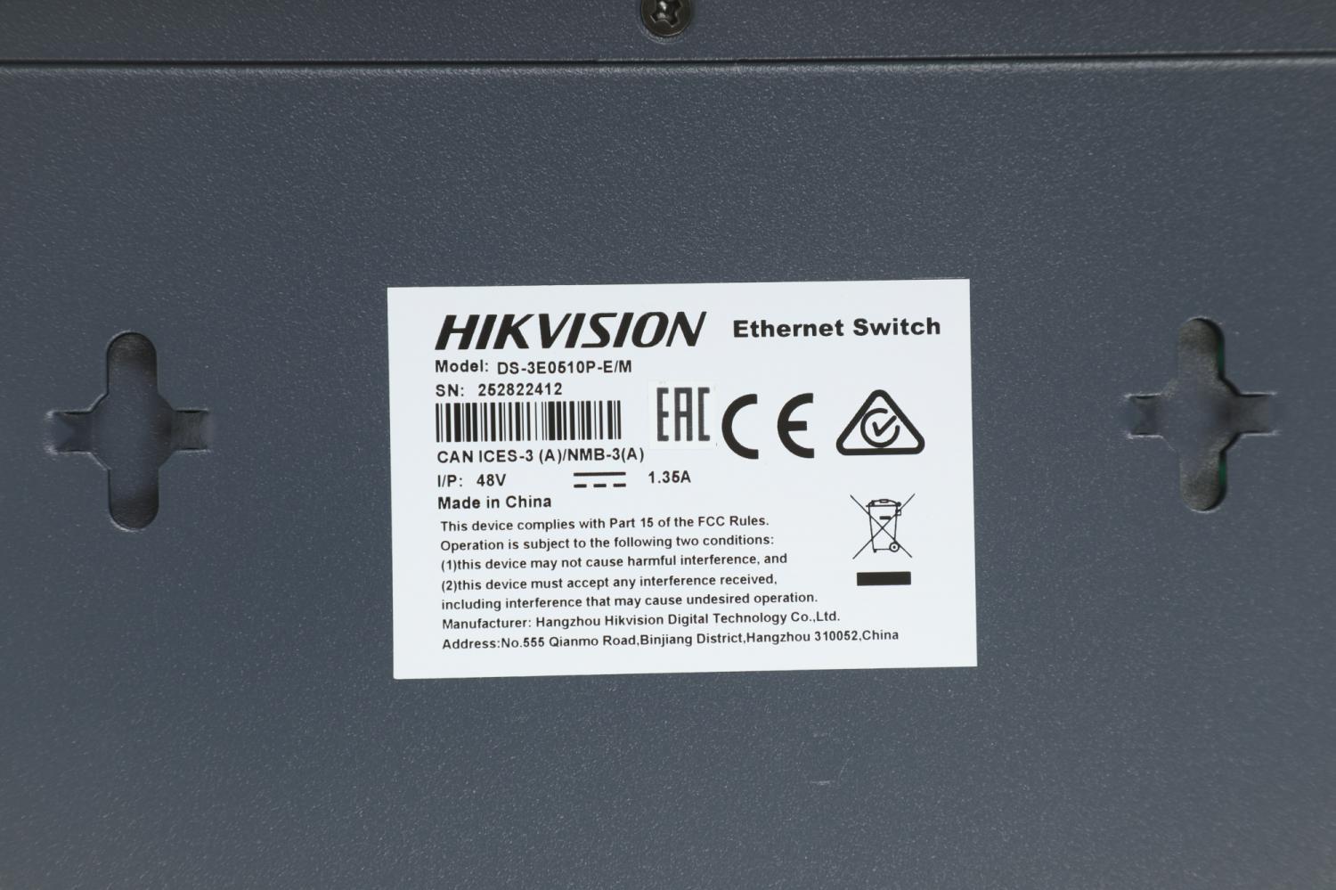 Коммутатор Hikvision DS-3E0510P-E/M(B) 9x1Гбит/с 1SFP 8PoE 58W неуправляемый