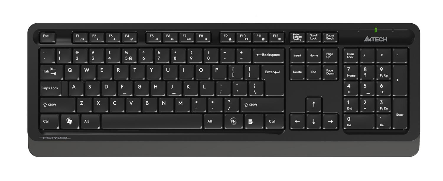 Клавиатура + мышь A4Tech Fstyler FG1010S клав:черный/серый мышь:черный/серый USB беспроводная Multimedia (FG1010S GREY)