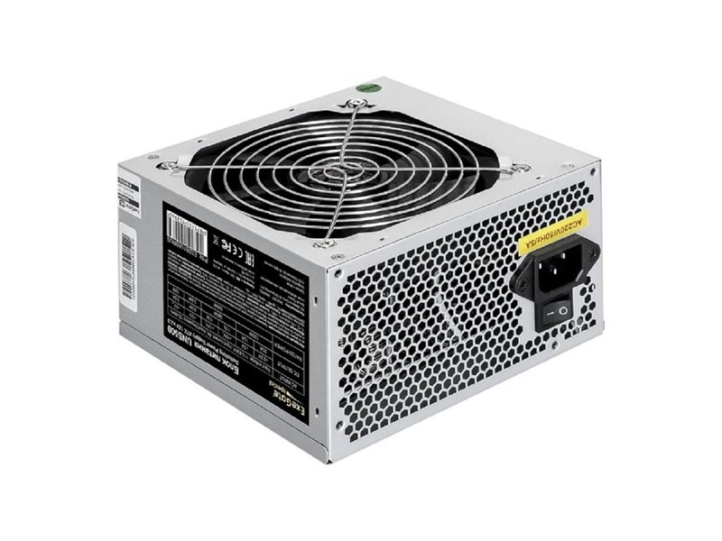 Exegate ES261569RUS-PC Блок питания 500W ExeGate UNS500 (ATX, PC, 12cm fan, 24pin, 4pin, PCIe, 3xSATA, 2xIDE, кабель 220V в комплекте)