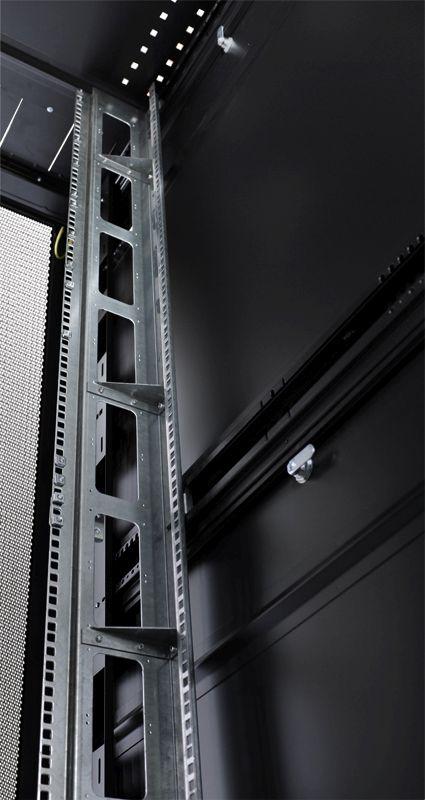 Шкаф серверный ЦМО (ШТК-СП-42.8.10-44АА-9005) напольный 42U 800x990мм пер.дв.перфор. 2 бок.пан. задн.дв.перфор. направл.под закл.гайки 1350кг черный 690мм 152кг 180град. 1950мм