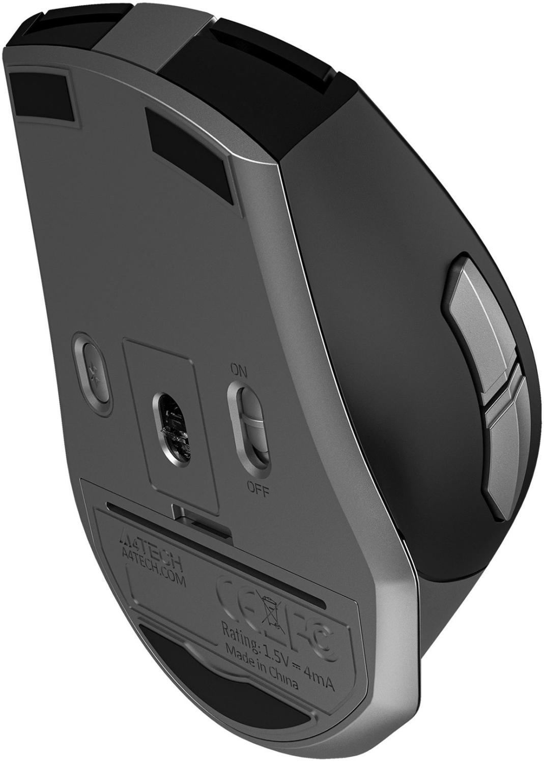 Мышь A4Tech Fstyler FB35S серый/черный оптическая 2000dpi беспров. BT/Radio USB для ноутбука 5but (FB35S USB SMOKY GREY)
