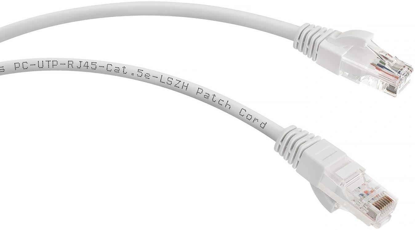 Патч-корд Cabeus PC-UTP-RJ45-Cat.5e-0.5m-WH-LSZH U/UTP RJ-45 вил.-вилка RJ-45 кат.5E 0.5м белый LSZH