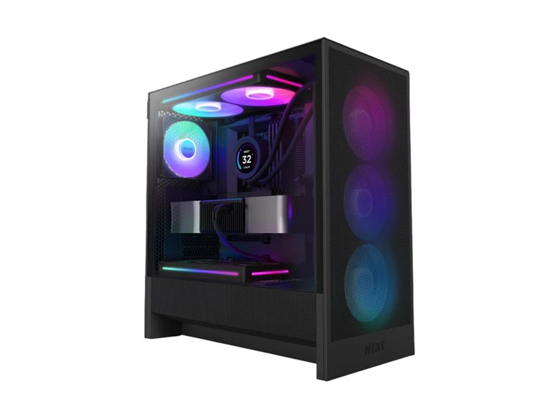 Корпус без блока питания/ Case NZXT H5 Flow RGB, Midi-Tower, TG, 3x120mm RGB + 1x120mm, 1xUSB-A 3.2 + 1xUSB-C 3.2, E-ATX, ATX, mATX, mITX Black