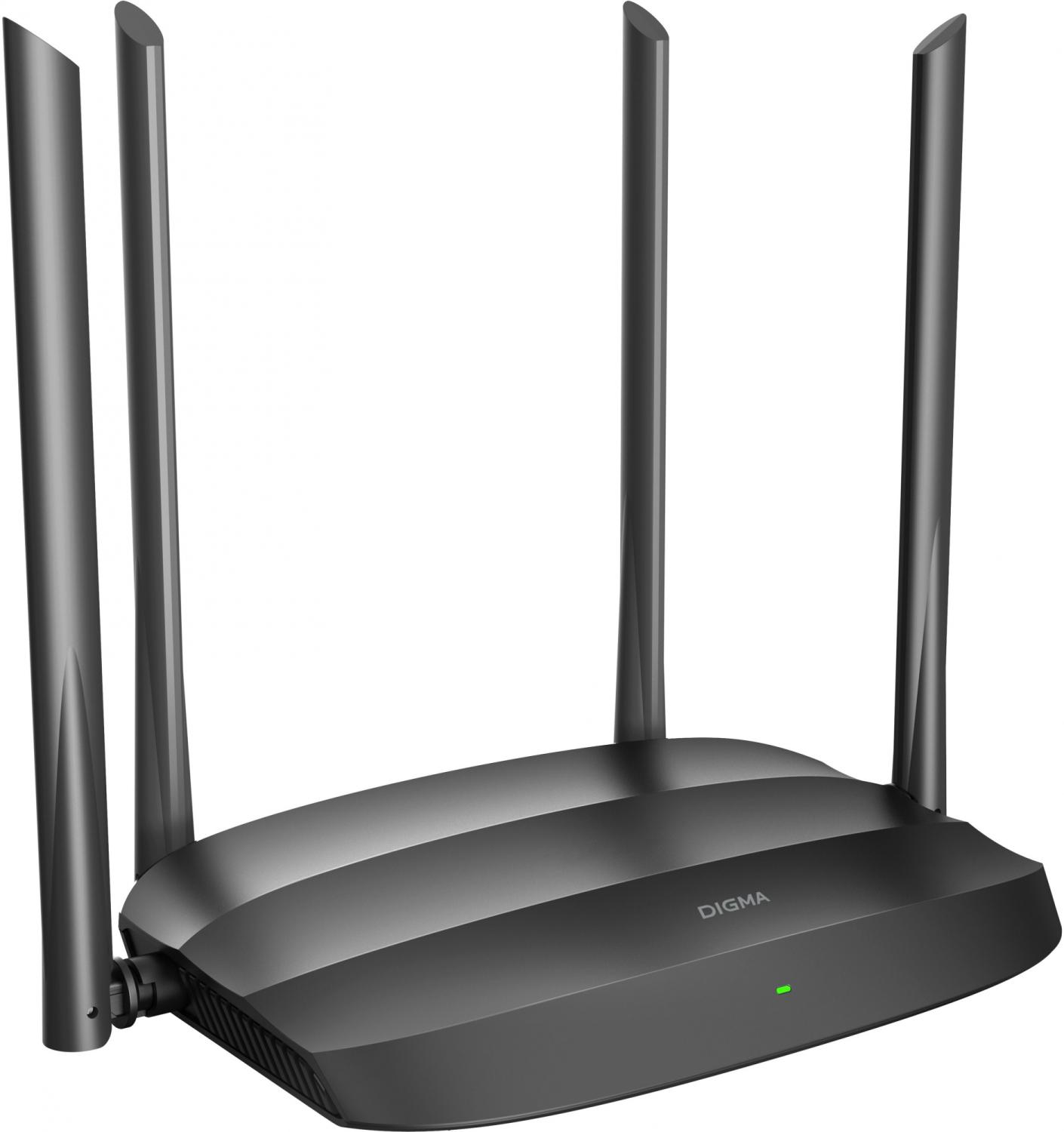 Роутер беспроводной Digma DWR-AC1201 AC1200 10/100BASE-TX черный