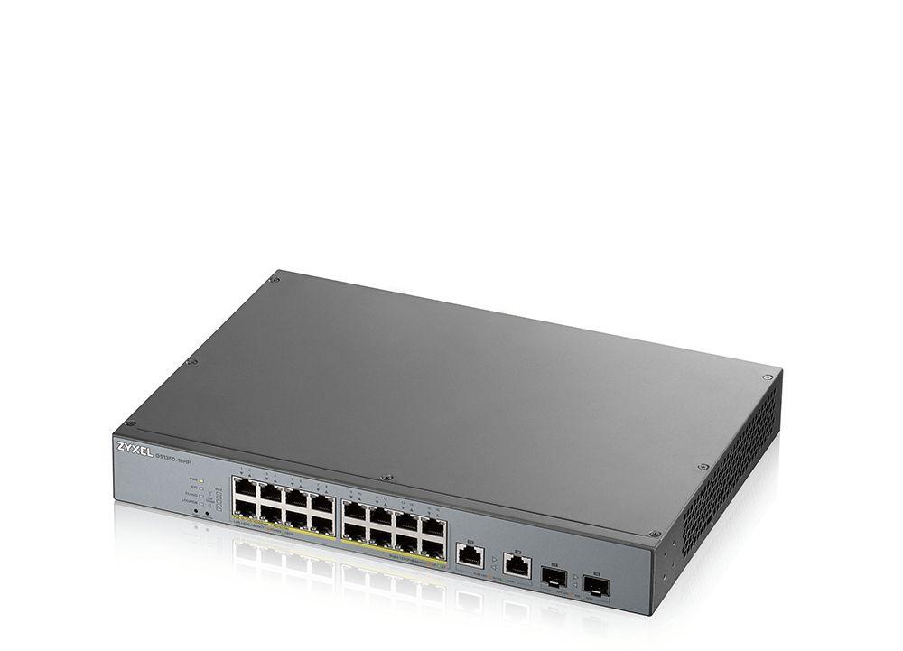 Коммутатор Zyxel GS1350-18HP-EU0101F (L2) 16x1Гбит/с 2xКомбо(1000BASE-T/SFP) 16PoE+ 250W управляемый