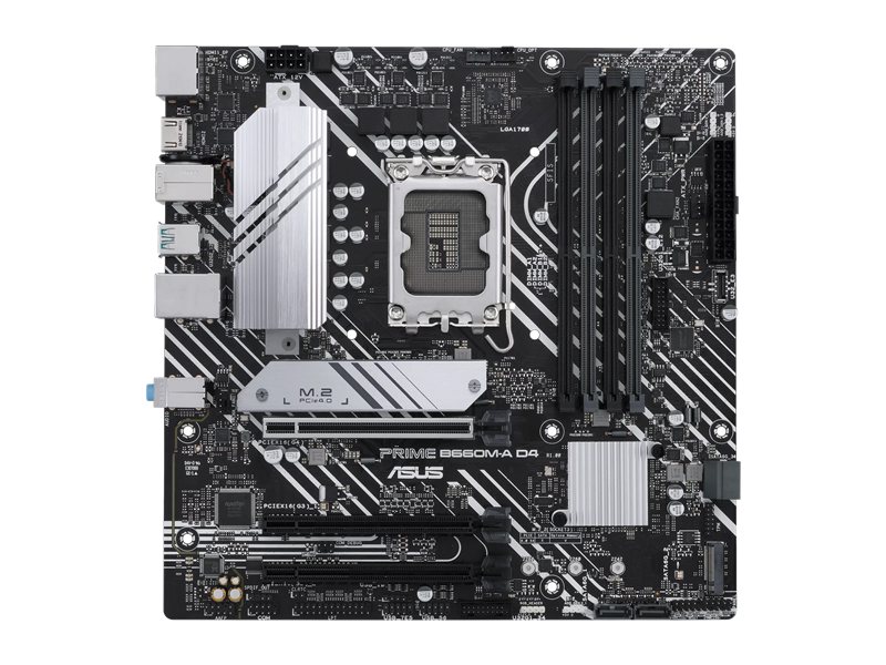 ASUS PRIME B660M-A D4-CSM (Socket 1700, mATX, 4xDDR4(128GB), DP/2xHDMI 2.1, 1xPCIe 4.0x16/2xPCIe 3.0x16, 1xLAN, 4xSATA 6Gb/s, 2xM.2, 2xUSB 3.2, 4xUSB 2.0, 1xPS/2)
