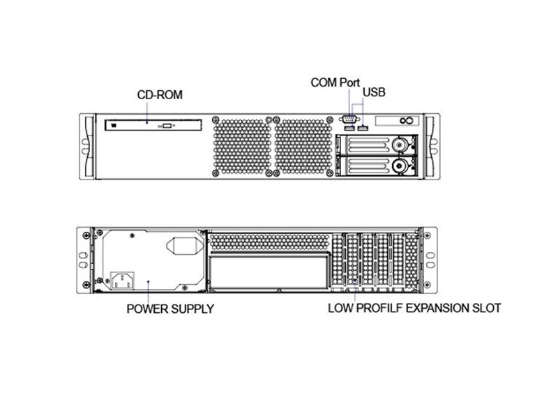 Серверный корпус/ 2U chassis; ATX, Micro-ATX, Mini-ITX MBs; 2 x 3.5''hs + 2 x 3.5'' internal + 1 x 2.5'' internal; single ATX 500W; no rails