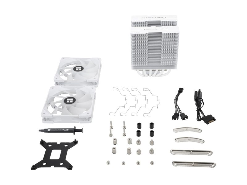 Кулер для процессора/ CPU Cooler Thermalright Peerless Assassin 120 White ARGB (4-pin PWM, 157mm, Ni/Cu, 6x6mm, ARGB, 2x120mm, 66.17CFM, 25.6dBA, 1550RPM, S: 1851, 1700, 1200, 115X, AM5, AM4, white)