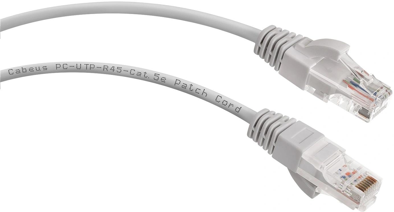 Патч-корд Cabeus PC-UTP-RJ45-CAT.5E-1.5M U/UTP RJ-45 вил.-вилка RJ-45 кат.5E 1.5м серый ПВХ