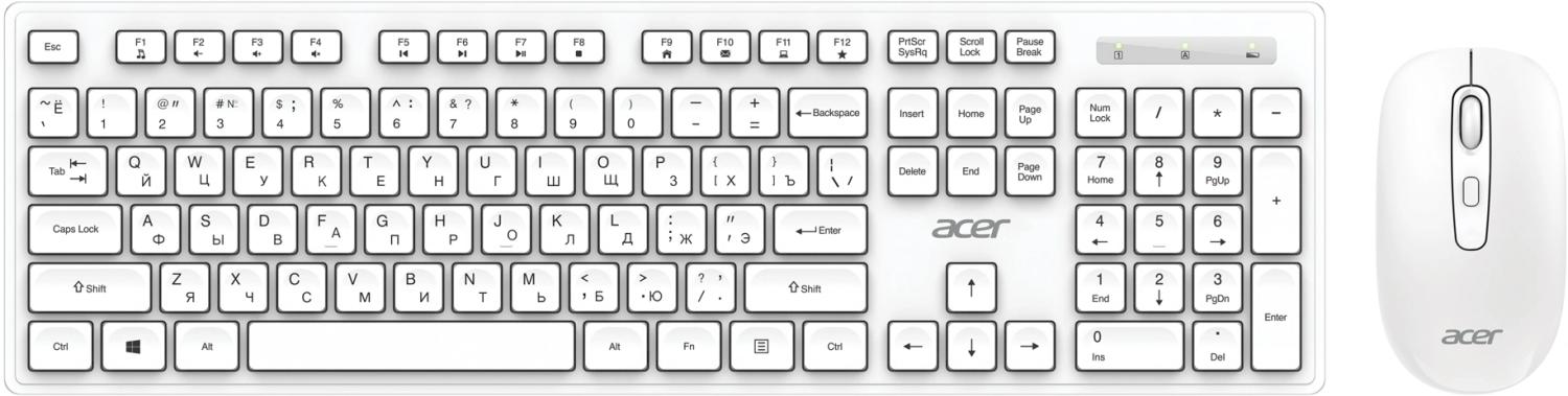 Клавиатура + мышь Acer OCC503 клав:белый мышь:белый USB беспроводная slim Multimedia (ZL.ACC11.00L)