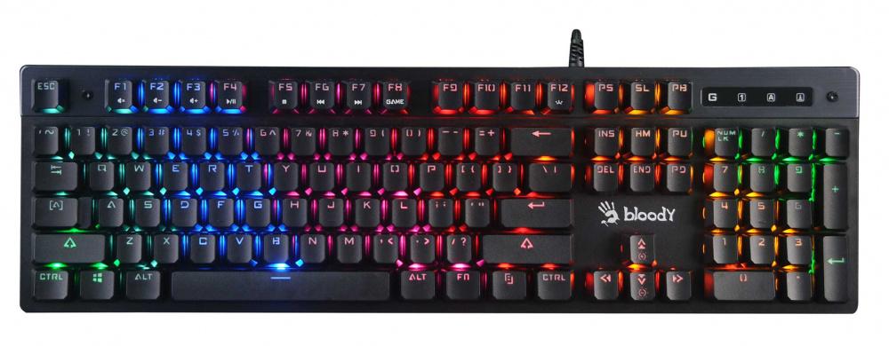 Клавиатура A4Tech B500N серый USB for gamer LED кабель 1.8м