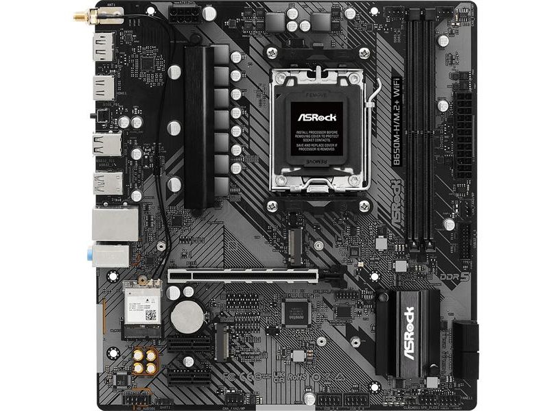 Материнская плата ASROCK B760M PRO RS WIFI, LGA1700, B760, 4*DDR5, 4*SATA, 3*M.2, 3*USB 3.2, 2*USB 2.0, Type-C, 2*PCIx16, 1xM.2 (Key E), HDMI+DP, mATX