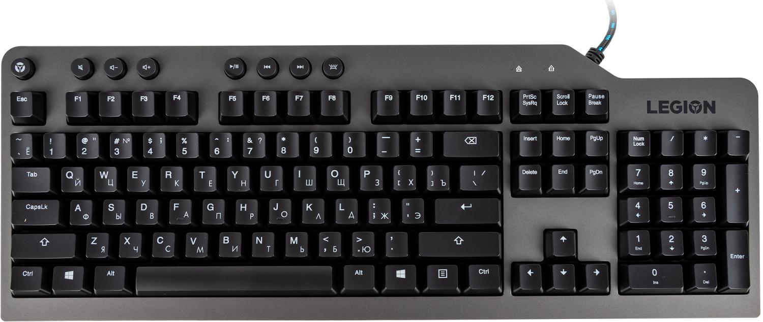 Клавиатура Lenovo K500 RGB механическая черный USB Multimedia for gamer LED (подставка для запястий) (GY40T26479) кабель 1.8м