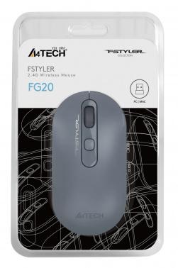 Мышь A4Tech Fstyler FG20 пепельный/синий оптическая 2000dpi беспров. USB для ноутбука 4but (FG20 ASH BLUE)