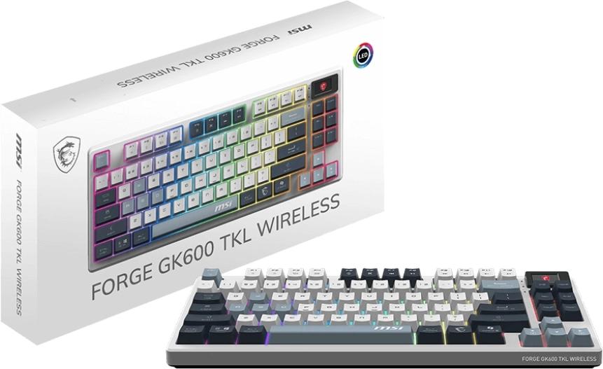 Клавиатура MSI GK600 механическая белый/синий USB беспроводная BT/Radio Multimedia for gamer LED (S11-43RUP01-HH9) кабель 1.8м