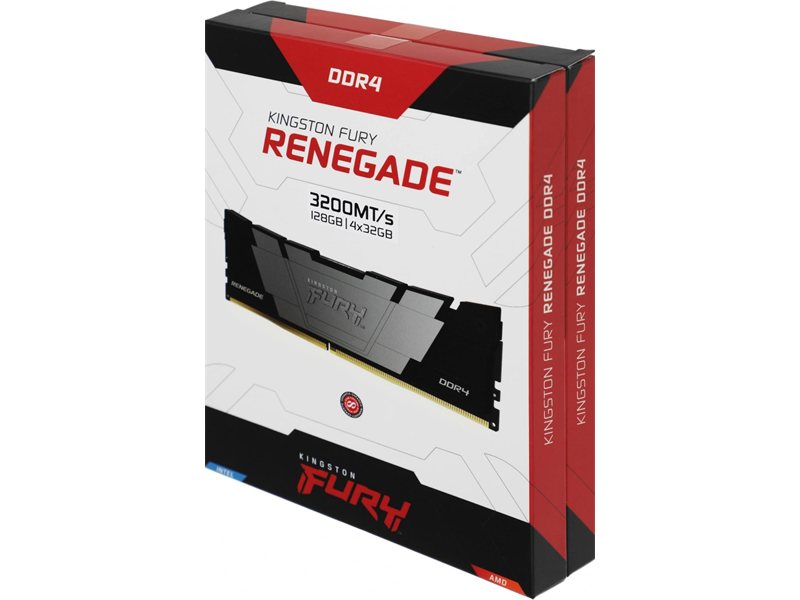 Память DDR4 4x32GB 3200MHz Kingston KF432C16RB2K4/128 Fury Renegade Black RTL Gaming PC4-25600 CL16 DIMM UDIMM 288-pin 1.35В kit dual rank с радиатором Ret