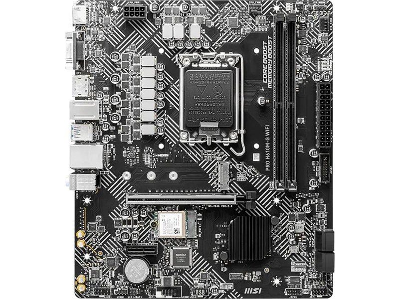 Материнская плата MSI PRO H610M-G WIFI Soc-1700 Intel H610 2xDDR5 mATX AC`97 8ch(7.1) GbLAN+VGA+HDMI+DP