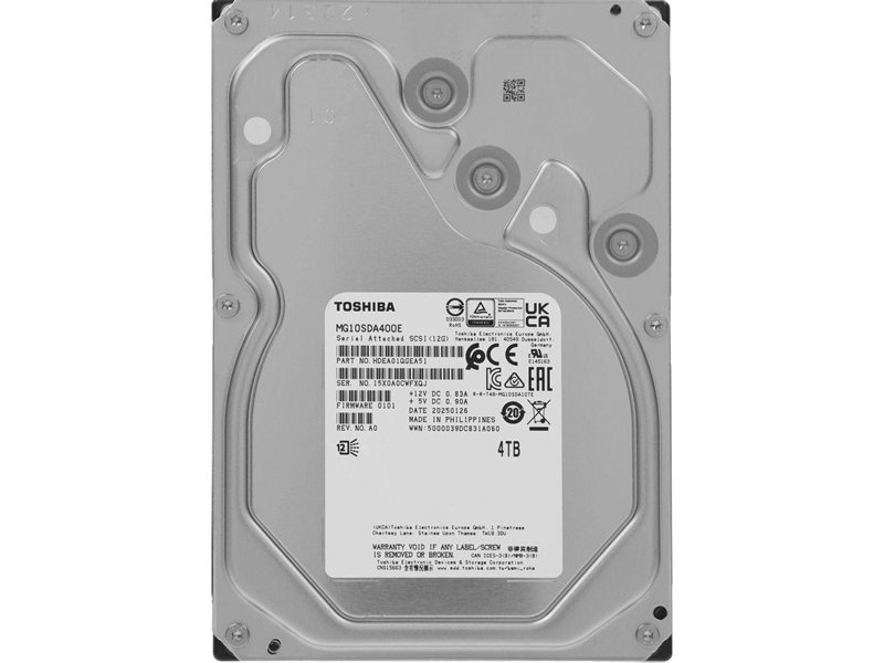 Жесткий диск Toshiba Enterprise HDD 3.5" SAS 4TB, 7200 rpm, 512MB buffer, MG10SDA400E, 1 year