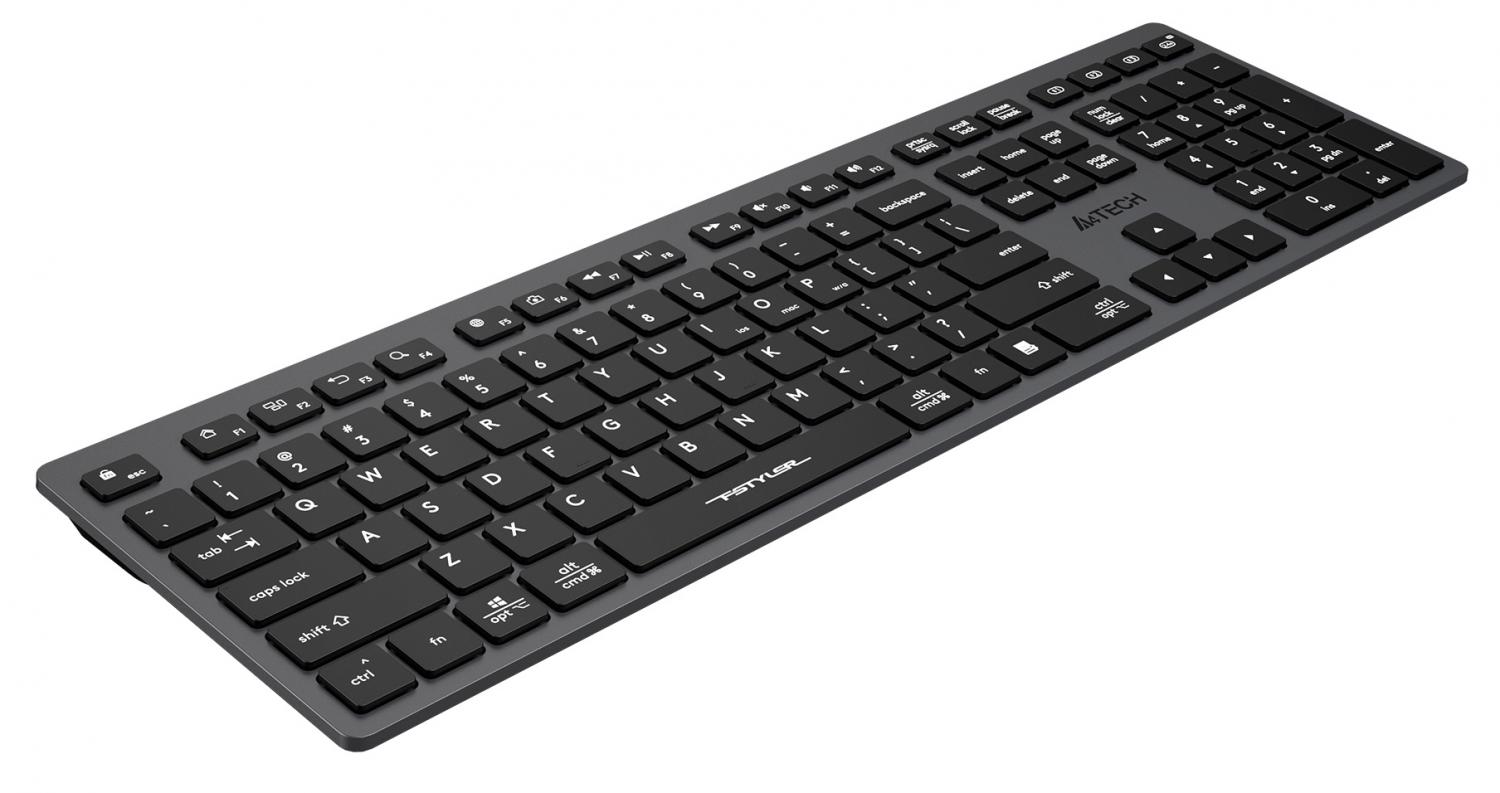 Клавиатура A4Tech FBX50C черный USB беспроводная BT/Radio slim Multimedia (FBX50C GREY)