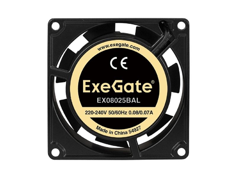 Exegate EX288997RUS Вентилятор 220В ExeGate EX08025BAL (80x80x25 мм, 2-Ball (двойной шарикоподшипник), подводящий провод 30 см, 2600RPM, 32dBA)