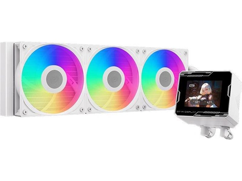 Система водяного охлаждения PcCooler GT360M Display ARGB Soc-AM5/AM4/1200/1700/1851 белый 4-pin 15-33.7dB Al LCD 310W Ret (GT360M-WHAWXX-GL)