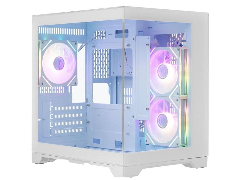 корпус 1STPLAYER MEGAVIEW MV5-TP ARGB White / mATX / 3x120mm ARGB fans / MV5-TP-WH-2FC7R-W-1FC7-W