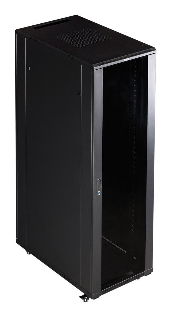 Шкаф серверный Lanmaster (TWT-CBB-42U-8X10-G1) напольный 42U 800x1000мм пер.дв.стекл задн.дв.двуст. 2 бок.пан. 800кг черный IP20