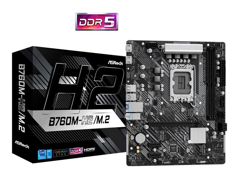 Материнская плата ASROCK B760M-H2/M.2 LGA1700, B760, 2*DDR5, 4*SATA, 2*M.2, 4*USB 3.2, 2*USB 2.0, 1*PCIx16, 2*PCIx1, 1*M.2 (Key E), 2*HDMI, mATX
