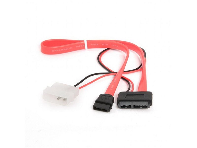 Кабель Cablexpert CC-SATA-C2 Combo Slim(mini) SATA molex+SATA / SATA, 15pin+7pin, (длина инт - 35см, питание - 30см)