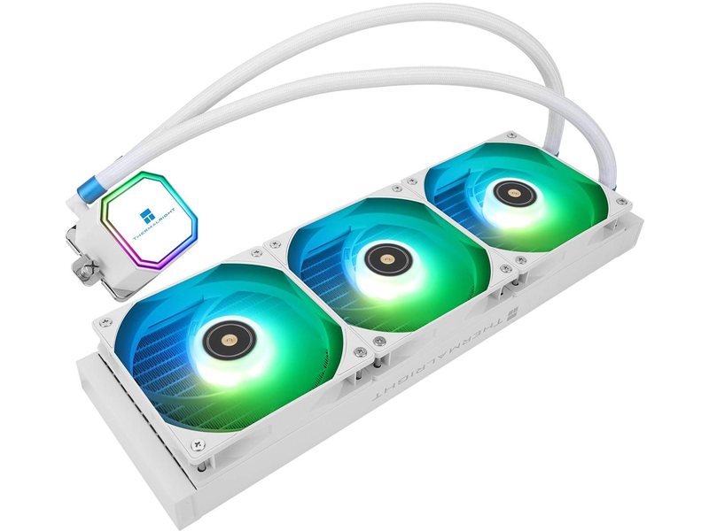Система жидкостного охлаждения/ Water Cooling System Thermalright Frozen Prism 360 White (360mm, Black, ARGB/ Fans: 3x120mm, 70.4CFM, 27dBA, 1850RPM/ Pump height 53mm, 23dBA, 3300RPM, Rad thickness 27mm/ S: 1700, 1200, 20XX, 115X, AM5, AM4)