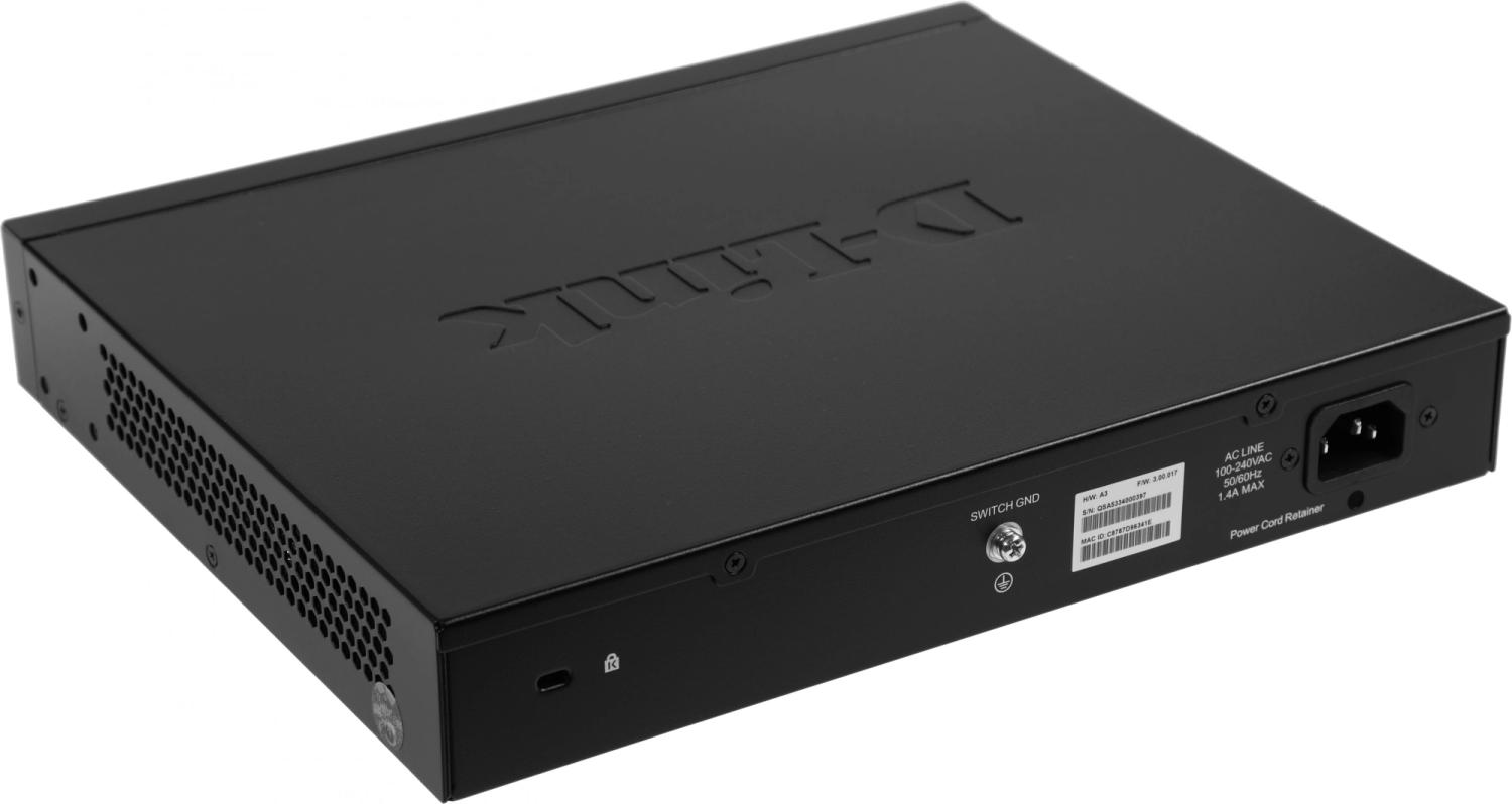 Коммутатор D-Link DGS-1100-24PV2/A DGS-1100-24PV2/A3A (L2) 24x1Гбит/с 12PoE+ 100W управляемый