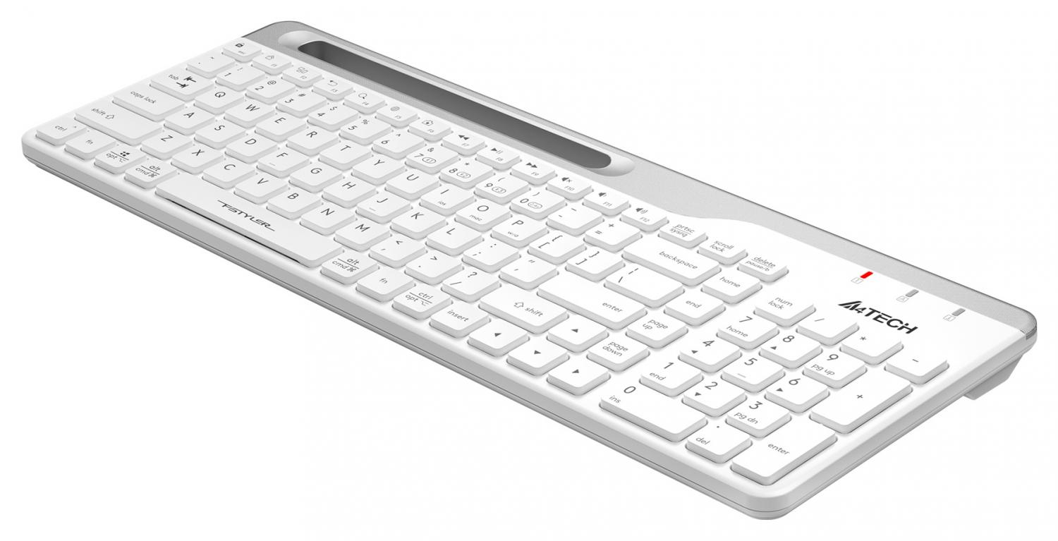 Клавиатура A4Tech FBK25 белый/серый USB беспроводная BT/Radio slim Multimedia (FBK25 WHITE)