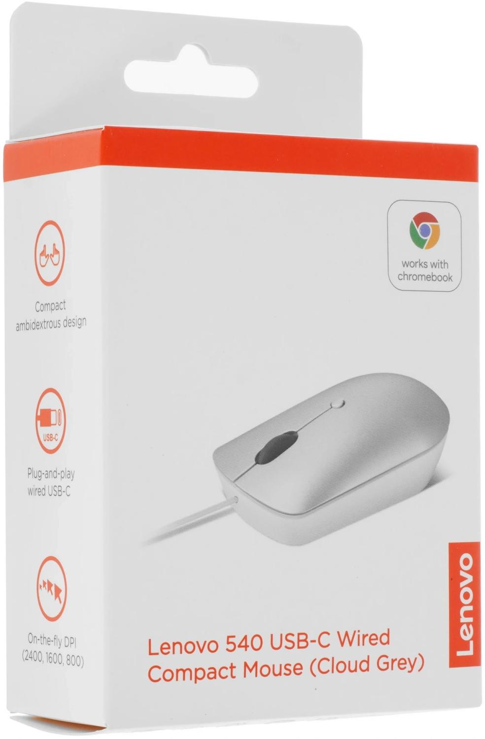 Мышь Lenovo 540 светло-серый оптическая 2400dpi USB 3but (GY51D20877)