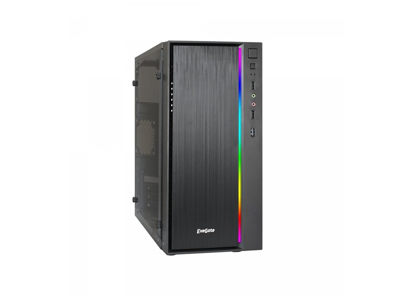 Корпус EXEGATE MINITOWER  mATX W/PSU с окном 2xUSB+USB30 HD аудио черный с RGB подсветкой mEVO-9301 EX283754RUS
