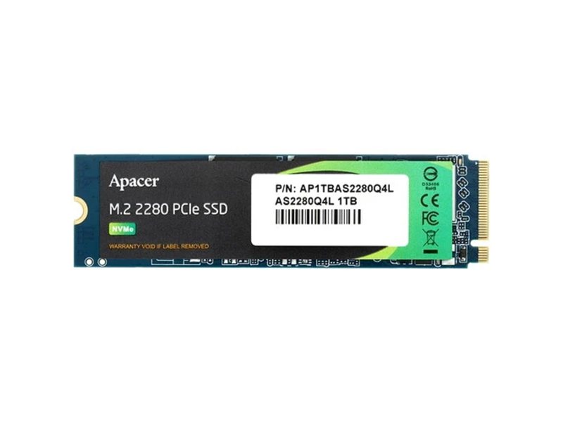 Твердотельный накопитель Apacer SSD AS2280Q4L 1TB M.2 2280 PCIe Gen4x4, R3600/W3000 Mb/s, 3D NAND, MTBF 1.5M, NVMe 1.4, 600TBW, Retail, 3 years (AP1TBAS2280Q4L-1)