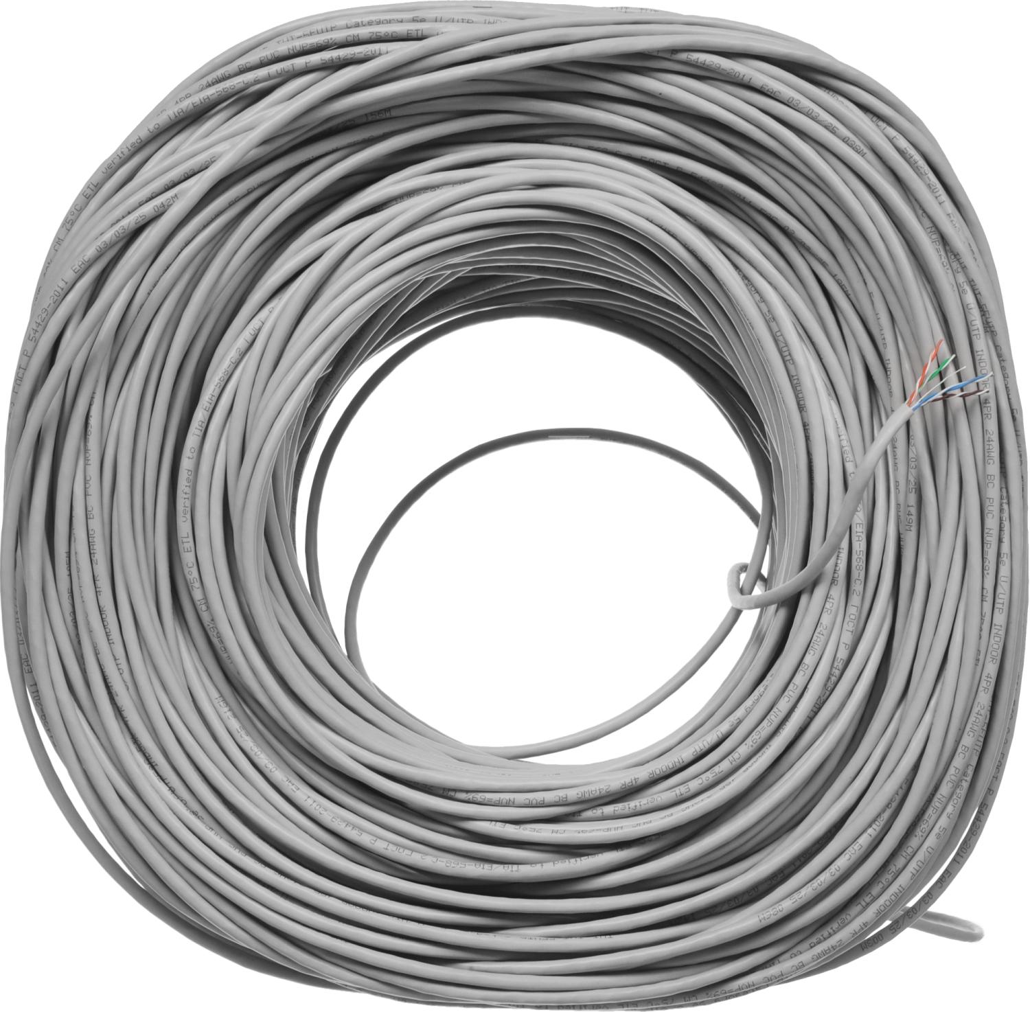 Кабель информационный Lanmaster TWT-5EUTP кат.5E UTP 4 пары 24AWG PVC внутренний 305м серый