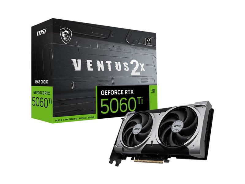 Видеокарта MSI NVIDIA GeForce RTX 5060 Ti 16 ГБ VENTUS 2X (GeForce RTX 5060 Ti 16G VENTUS 2X OC PLUS)