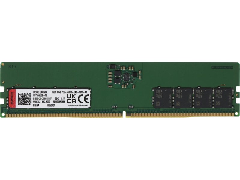 Память DDR5 16GB 5600MHz Kingston KCP556US8-16 RTL PC5-44800 CL46 DIMM UDIMM 288-pin 1.1В single rank Ret