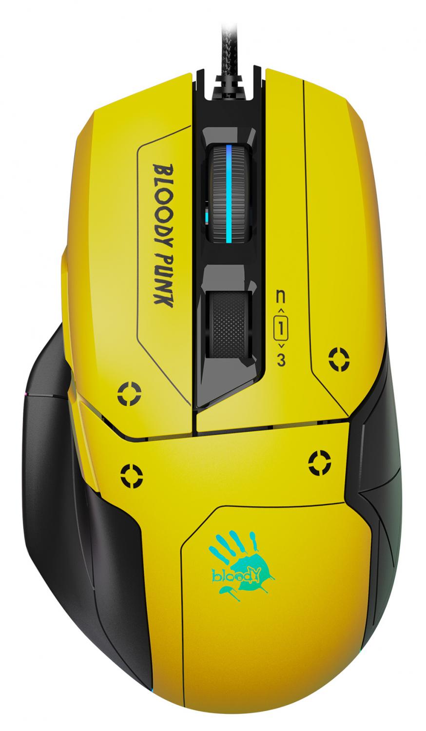 Мышь A4Tech Bloody W70 Max Punk желтый/черный оптическая 10000dpi USB 11but