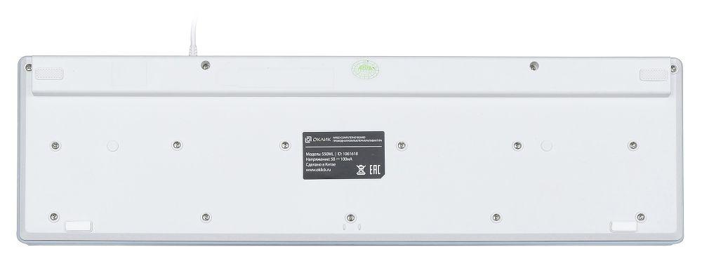 Клавиатура Оклик 550ML белый USB slim Multimedia LED (1061618) кабель 1.5м
