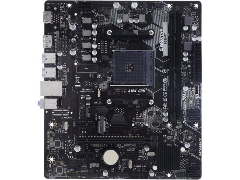 Материнская плата Biostar B550MT Soc-AM4 AMD B550 2xDDR4 mATX AC`97 8ch(7.1) GbLAN RAID+HDMI+DP