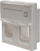 Панель Suprlan 10-0302-1 лицевая со шторкой 45x45 2xKeystone ABS пластик белый