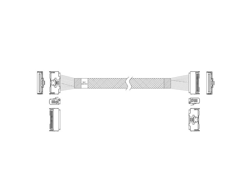 Кабель JPC P7321GB00800-3    Cable MCIO x8 74P (STRAIGHT TYPE)  -TO-  MCIO x8 74P (STRAIGHT TYPE) , 85 Ohm, L:80cm