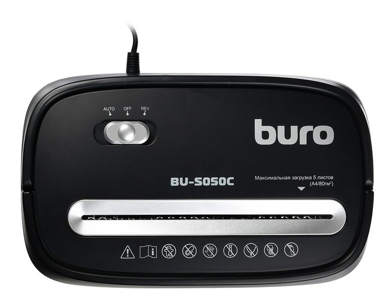 Шредер Buro Home BU-S050C черный (секр.P-3) фрагменты 5лист. 13лтр. скрепки скобы пл.карты